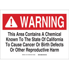 Señalamiento - WARNING This Area Contains A Chemical Known To The State ...