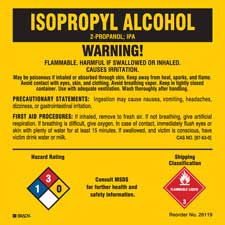 2 x 3 Isopropyl Alcohol 70% GHS Label Pack of 25 