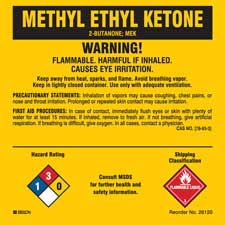 2 x 3 Pack of 25 Methyl Ethyl Ketone GHS Label 