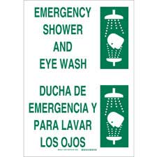 Bilingual Emergency Shower And Eye Wash Sign | BradyID.com