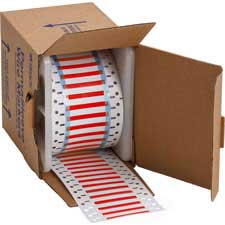 PermaSleeve Heat Shrink Wire and Cable Labels 18" Dia for 3" Core Printers  1" Red SingleSided
