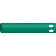Brady 4355-A White on Green Legend Pulp Legend Pulp Snap-On Pipe Marker 