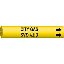 Black On Yellow Coiled Printed Plastic Sheet Legend City Gas Legend City Gas B-915 Brady 4027-D Bradysnap-On Pipe Marker