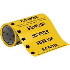 BRADY 41510 Pipe Marker Yellow Hot Water 