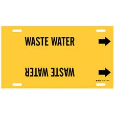 Legend Waste Water Black On Yellow Printed Plastic Sheet Brady 4152-F Brady Strap-On Pipe Marker B-915 