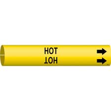 B-915 Legend Hot Brady 4197-B Bradysnap-On Pipe Marker Black On Yellow Coiled Printed Plastic Sheet 