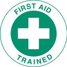 FIRST AID TRAINED Hard Hat Labels - Brady Part: 42241 | Brady | BradyID.com