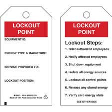 Self-Laminating Energy Source Tags: LOCKOUT POINT: EQUIPMENT ID: ENERGY ...