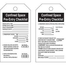 Confined Space Tags: Confined Space Pre-Entry Checklist | Brady ...