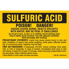 ANSI Safety Label - Danger - Sulfuric Acid - Wear Goggles