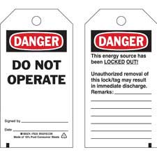 Lockout Tags: DANGER: DO NOT OPERATE SIGNED BY: DATE:… - Brady