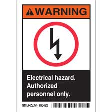 WARNING Electrical Hazard. Authorized Personnel Only. Sign - Brady Part ...