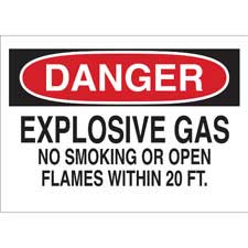 Brady Part: 43008 | Danger Explosive Gas No Smoking Or Open Flames ...