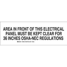 Area In Front Of This Electrical Panel Must Be Kept Clear For 36 Inches ...