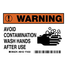 WARNING Avoid Contamination Wash Hands After Use Labels - Brady Part ...