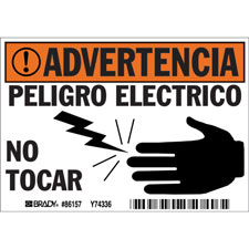 ADVERTENCIA Peligro Electrico No Tocar - Brady Part: 86157 | BradyID.com