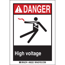 DANGER High Voltage Labels - Brady Part: 86222 | Brady | BradyID.com