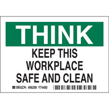 THINK Keep This Workplace Safe and Clean Labels - Brady Part: 86299 ...