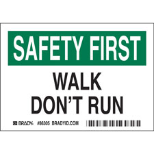 SAFETY FIRST Walk Don't Run Labels - Brady Part: 86305 | Brady ...