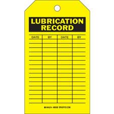 Greasing Monitoring Sticker Brady Part: 86509 | Lubrication Record Inspection Tags | BradyID.com