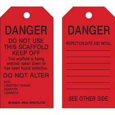 Brady Part: 86683 Scaffold Tags: DANGER Do Not Use This Scaffold Keep
