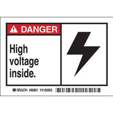 High Current Label DANGER HIGH VOLTAGE INSIDE. Labels - Brady Part: 86861 | BradyIndia.co.in