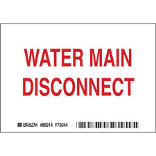 Water Main Disconnect Labels - Brady Part: 86914 | Brady | BradyID.com