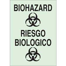 BRADY 126632 Biohazard Sign,Polyester,10x7 in,Blk/Org 