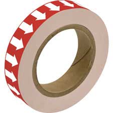 Pipe Marker Tape with Arrows  1" White on Red