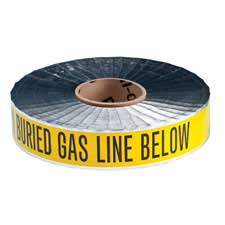 B-721 Metal Detectable Polyester Black On Yellow Color Detectable Identoline Warning Tape Brady 91600 1000 Length Legend Caution: Buried Gas Line Below Gas 2 Width 