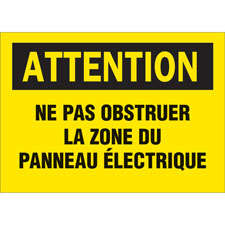 ATTENTION Ne Pas Obstruer La Zone Du Panneau Électrique Sign | Brady ...