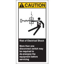 RISK OF ELECTRICAL SHOCK MORE THAN ONE DISCONNECT Labels - Brady