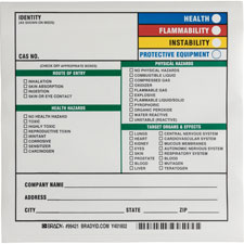 Chemical Hazard Check And Hmig With Company Information Labels - Brady 