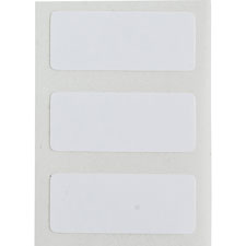 Three rectangular white labels on a slightly darker sheet