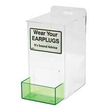 Green On Clear Color Ear Plug Dispenser Legend Wear Your Earplugs Its Sound Advice Acrylic 6 Width Brady EPD 13 Height 8 Depth 