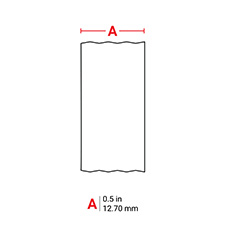 Diagram showing the width of a Brady continuous label strip as 0.5 inches or 12.70 mm.