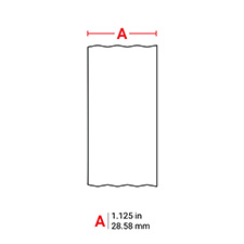Diagram showing the width of a Brady high intensity phosphorescent label as 1.125 inches or 28.58 mm.