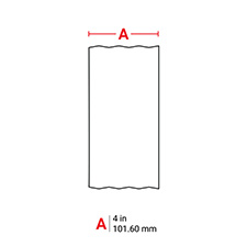 Diagram showing the width of a Brady continuous label strip as 4 inches or 101.60 mm.