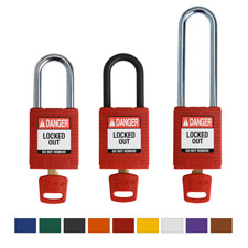Brady™ Cadenas SafeKey Nylon Quantité : 1 chaque, couleur : Jaune, avec clé  différente Brady™ Cadenas SafeKey Nylon