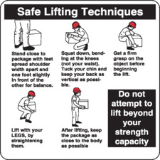 SAFE LIFTING TECHNIQUES Label - Brady Part: 92328 | Brady | BradyID.com