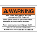 WARNING Arc Flash And Shock Hazard Appropriate PPE Required Do Not Operate Controls Or Open… Labels sku:101952