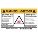 Bilingual WARNING Arc Flash And Shock Hazard Labels sku:101954