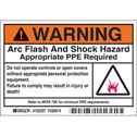 WARNING Arc Flash And Shock Hazard Appropriate PPE Required Labels