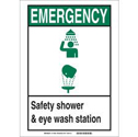 BradyGlo EMERGENCY Safety Shower and Eye Wash Station BradyGlo Sign