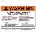 Preprinted Arc Flash & Shock Labels, Hazard Category 3 (Warning) sku:121089