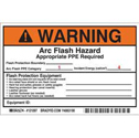WARNING Arc Flash Hazard Appropriate PPE Required Labels sku:121097