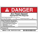 DANGER Arc Flash Hazard Appropriate PPE Required Labels sku:121098