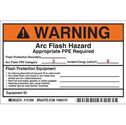 WARNING Arc Flash Hazard Appropriate PPE Required Labels sku:121099