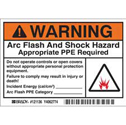 WARNING Arc Flash And Shock Hazard Appropriate PPE Required Do not operate controls or open… Labels sku:121136