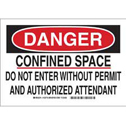 DANGER Confined Space Do Not Enter Without Permit And Authorized Attendant Sign sku:123713